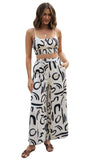 For European And American Women's Clothing New Printed Sleeveless Strap Short Top Long Wide-leg Pants - Nioor