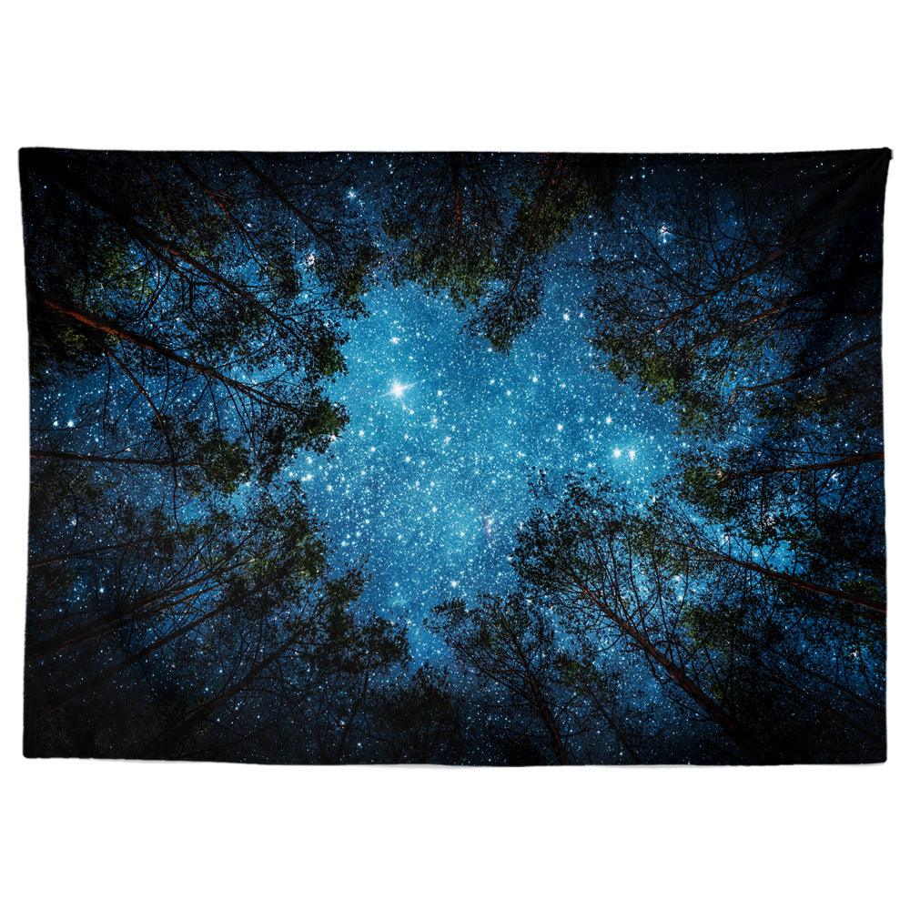 Forest Tapestry Wall Hanging Psychedelic Trees And Stars Fabric Tapestry Home Decor Polyester Table Cover Forest Night Tapestry Forest Tapestry Wall Hanging Psychedelic Trees And Stars Fabric Tapes - Nioor