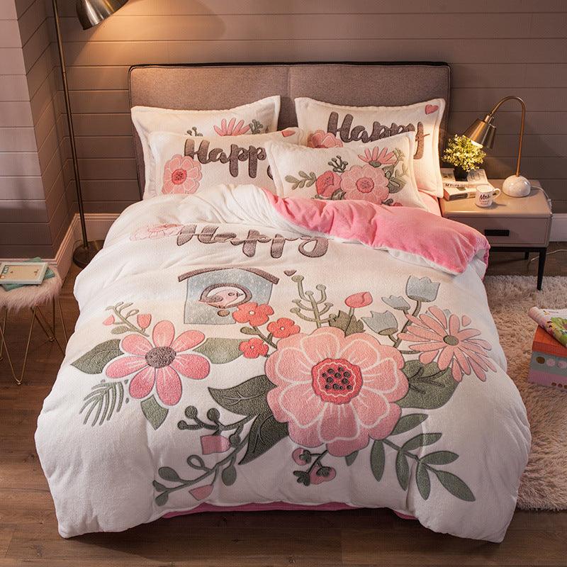 Four-piece Bedding With Velvet Sheets To Keep Warm Milk Velvet - Nioor