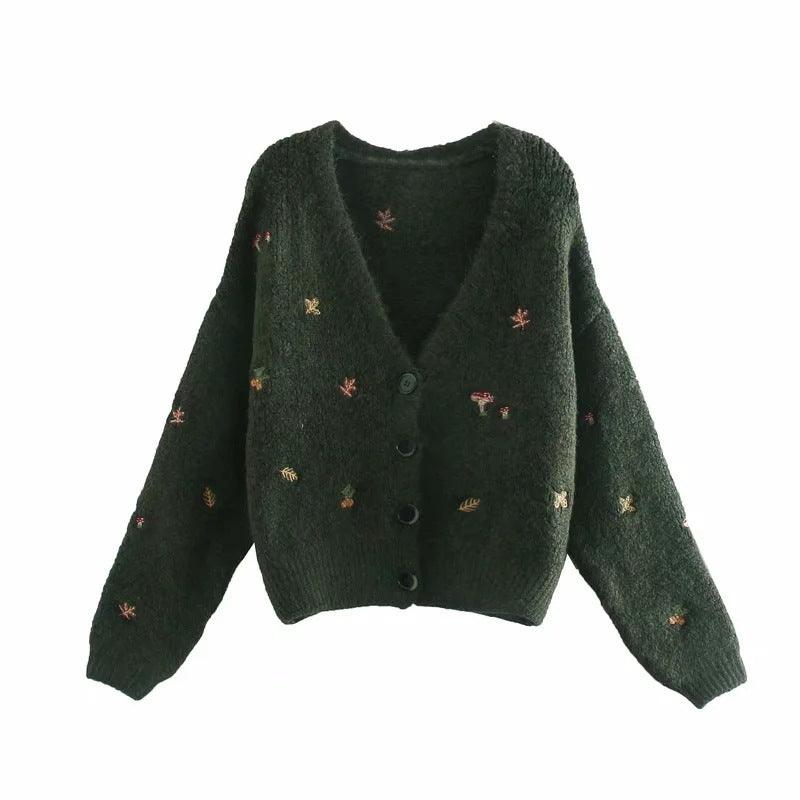 French Retro Women's Versatile Thin Embroidered Knitted Coat - Nioor