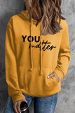 Front And Back Letters Women's Printed Wear Hooded Pocket Pullover Sports Long Sleeve - Nioor