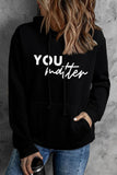 Front And Back Letters Women's Printed Wear Hooded Pocket Pullover Sports Long Sleeve - Nioor