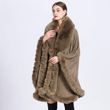 Fur Collar Shawl Cape Knitted Cardigan Baggy Coat - Nioor