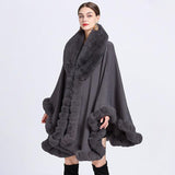 Fur Collar Shawl Cape Knitted Cardigan Baggy Coat - Nioor