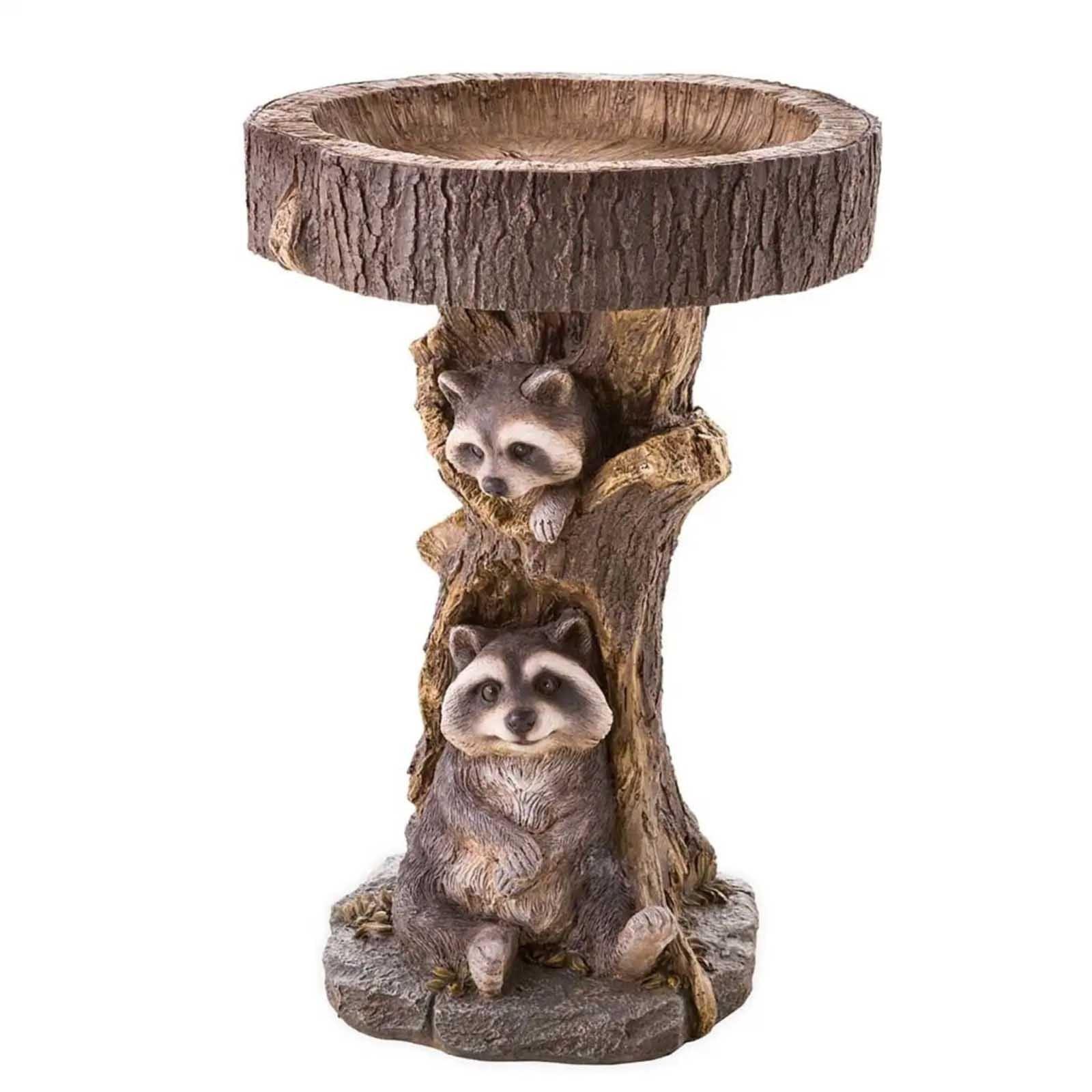 Garden Decoration Raccoon Resin Ornaments Handicraft Gardening Bird Drinking Ornaments - Nioor