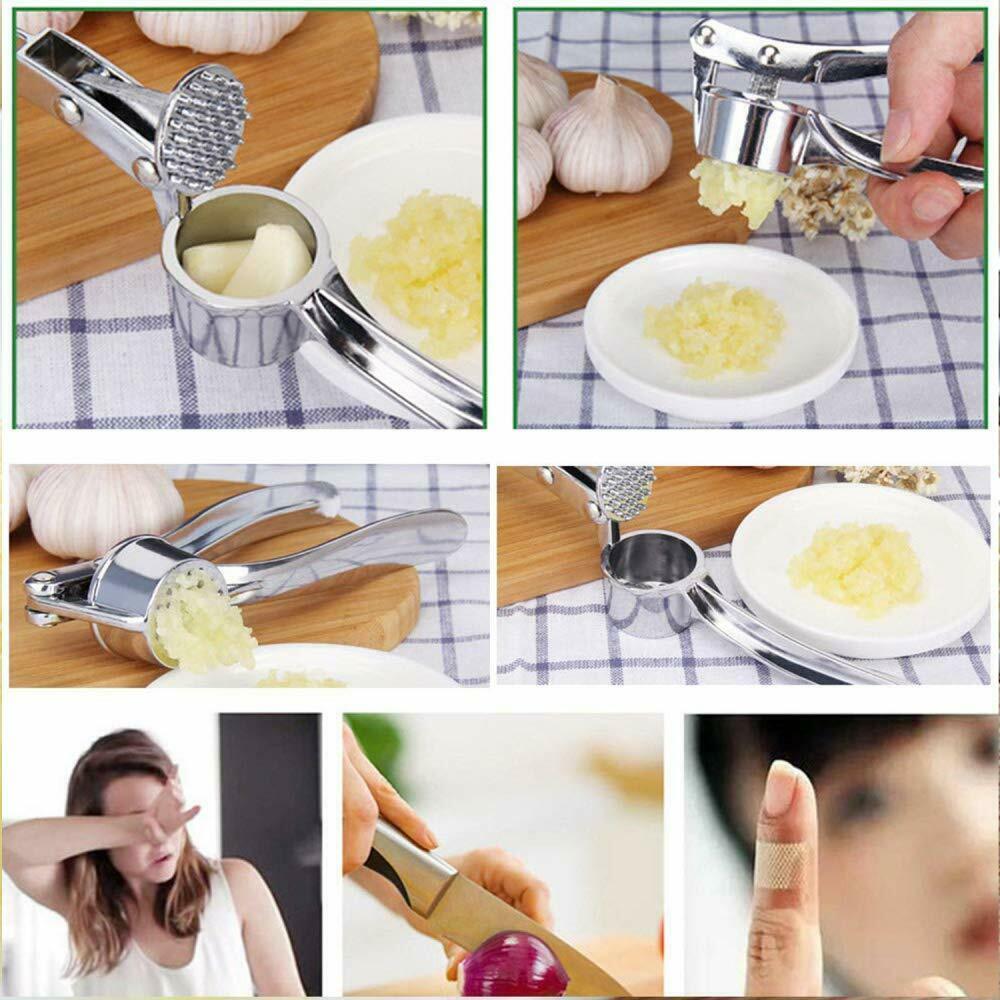 Garlic Press Crusher Mincer Chopper Peeler Squeeze Cutter Stainless Steel Ginger - Nioor