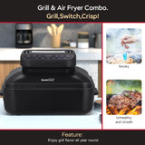 Geek Chef 7 In1 Smokeless Electric Indoor Grill With Air Fry, Roast, Bake, Portable 2 In 1 Indoor Tabletop Grill & Griddle With Preset Function, Removable Non-Stick Plate, Air Fryer Basket, Ban Amazon - Nioor