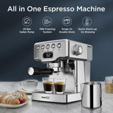 Geek Chef Espresso Machine, 20 Bar Espresso Machine With Milk Frother For Latte, Cappuccino, Macchiato, For Home Espresso Maker, 1.8L Water Tank, Stainless Steel, Ban On Amazon - Nioor