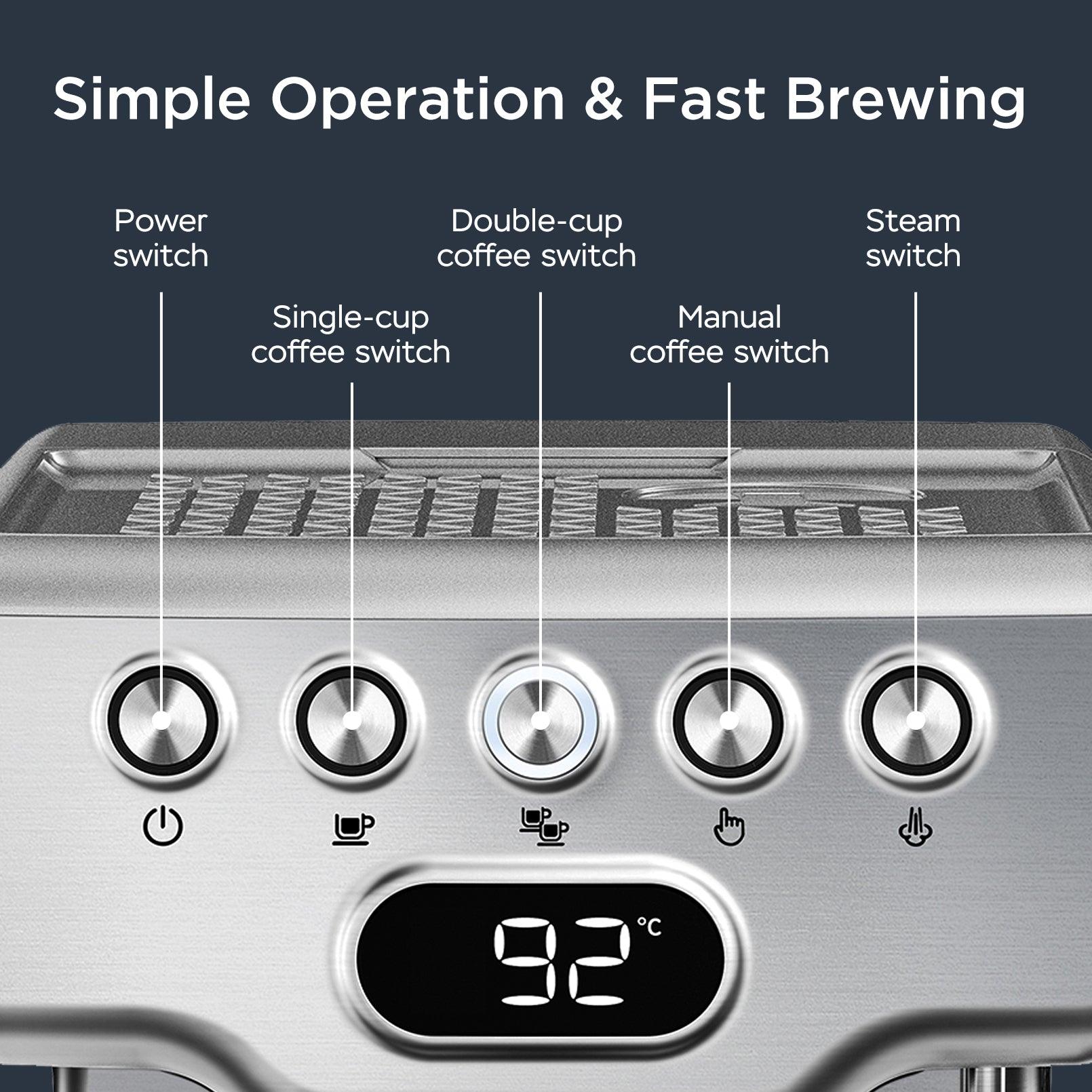 Geek Chef Espresso Machine, 20 Bar Espresso Machine With Milk Frother For Latte, Cappuccino, Macchiato, For Home Espresso Maker, 1.8L Water Tank, Stainless Steel, Ban On Amazon - Nioor