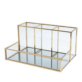 Glass Makeup Organizer Bathroom Cosmetic Organizer With Golden - Nioor