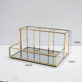 Glass Makeup Organizer Bathroom Cosmetic Organizer With Golden - Nioor