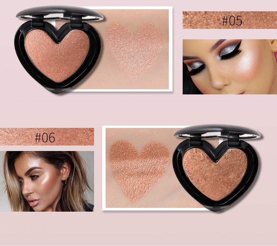 Gold Highlighter Palette Cosmetic Iluminador Face Contour Glow Makeup Bronze Powder Roze Shimmer High Lighter Heart - Nioor