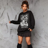 Gothic Court Women's Sweater Retro Rose Skull Long Sweater - Nioor