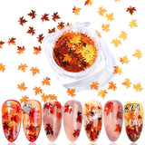 Gradient Maple Leaf Nail Sequins - Nioor