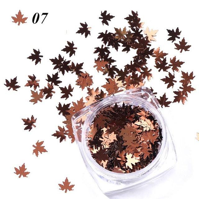 Gradient Maple Leaf Nail Sequins - Nioor