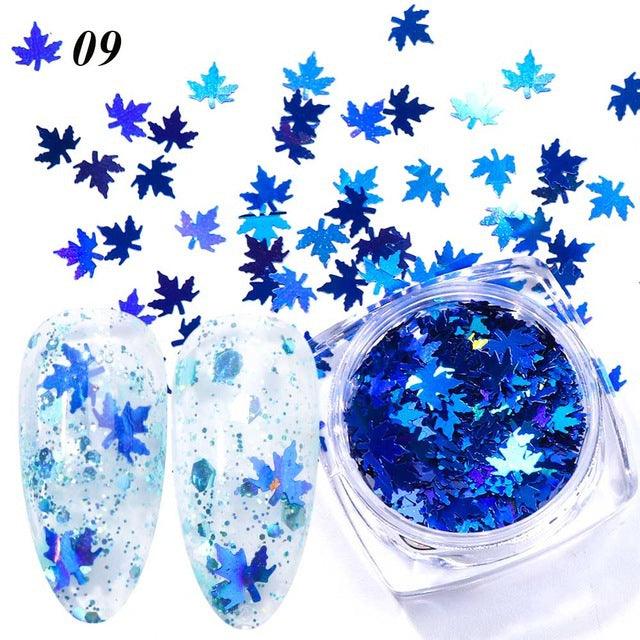 Gradient Maple Leaf Nail Sequins - Nioor