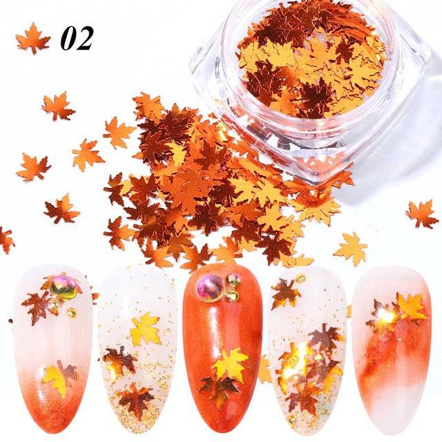 Gradient Maple Leaf Nail Sequins - Nioor