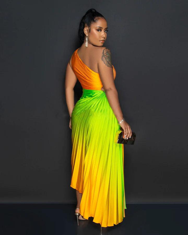 Gradient Sexy Pleated Dress - Nioor