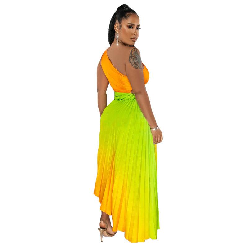 Gradient Sexy Pleated Dress - Nioor