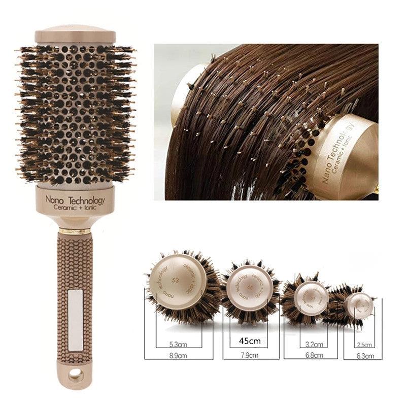 Hair Comb Brush Nano Hairbrush Ceramic Ion Round Barrel Comb Hairdressing Hair Salon Styling Tool - Nioor