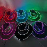 Halloween Carnival Party LED Wireless Fluorescent Colorful Cowboy Flashing Hat - Nioor