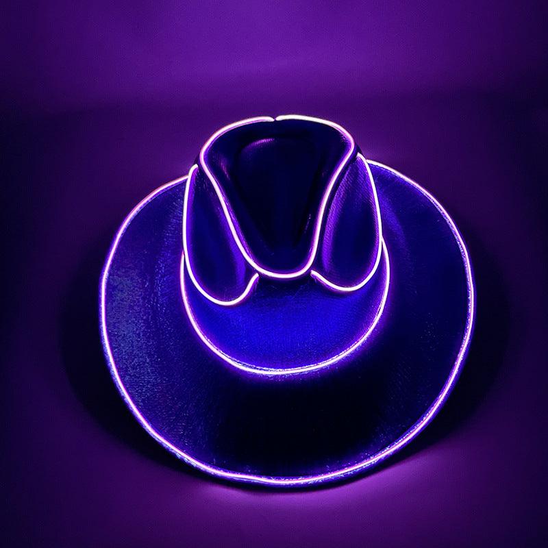 Halloween Carnival Party LED Wireless Fluorescent Colorful Cowboy Flashing Hat - Nioor