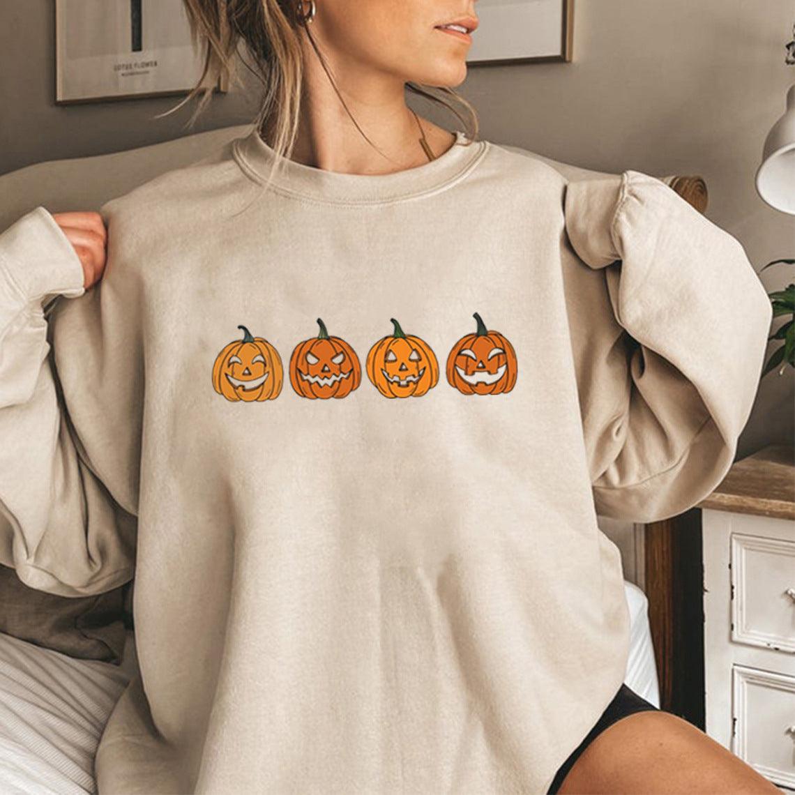 Halloween Evil Pumpkin Head Sweater Funny Printed Fashion Party Hoodie - Nioor