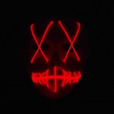 Halloween Horror Slit Mouth And Crosseye LED Plastic Glowing Mask - Nioor