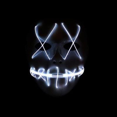 Halloween Horror Slit Mouth And Crosseye LED Plastic Glowing Mask - Nioor