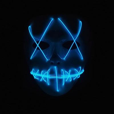 Halloween Horror Slit Mouth And Crosseye LED Plastic Glowing Mask - Nioor