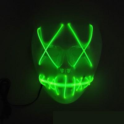 Halloween Horror Slit Mouth And Crosseye LED Plastic Glowing Mask - Nioor