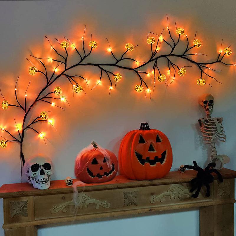 Halloween LED Willow Vine String Light Cool Cartoon Bat Pumpkin Decoration For Indoor Outdoor Party House Decor - Nioor