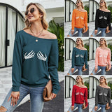 Halloween New Women's Sloping Shoulder Printed Casual Plush Sweater - Nioor