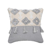 Hand-embroidered Tufted Throw Pillow Fringed Pillow Waist Pillow Case - Nioor