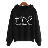 Heart Print Hoodie Sweatshirt Pullover Tops Women Long Sleeve Sports Clothes - Nioor