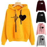 Heart Print Streetwear Hoodies Women Sweatshirt Spring Autumn Long Sleeve Hoodie Clothes - Nioor