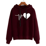 Heart Print Streetwear Hoodies Women Sweatshirt Spring Autumn Long Sleeve Hoodie Clothes - Nioor