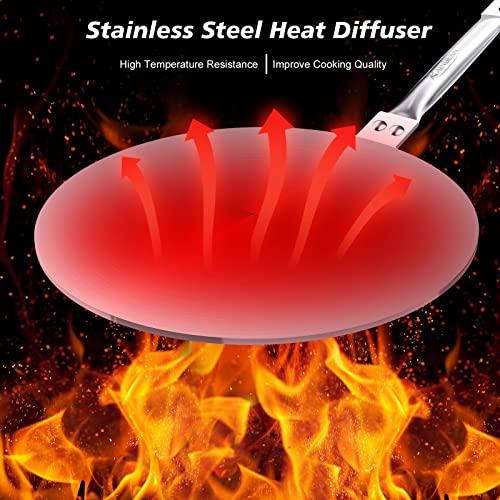Heat Diffuser Simmer Ring Plate, Stainless Steel With Stainless Handle, Induction Adapter Plate For Gas Stove Glass Cooktop Converter, Flame Guard Induction Hob Pans, 7.5Inch & 8Inch & 9.25 Inch - Nioor