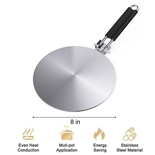 Heat Diffuser Simmer Ring Plate, Stainless Steel With Stainless Handle, Induction Adapter Plate For Gas Stove Glass Cooktop Converter, Flame Guard Induction Hob Pans, 7.5Inch & 8Inch & 9.25 Inch - Nioor