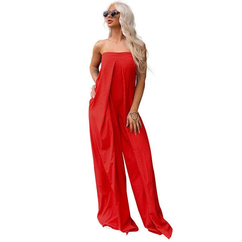 High-rise Loose Wide-leg Pants And High-waisted Trousers Jumpsuit - Nioor