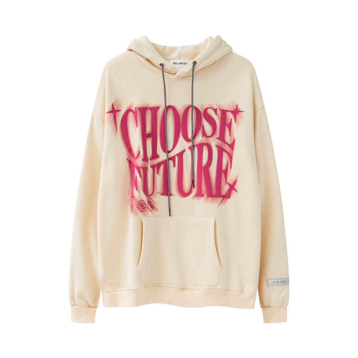 High Street Fashion Brand Foaming Letter Couple Hooded Sweater - Nioor