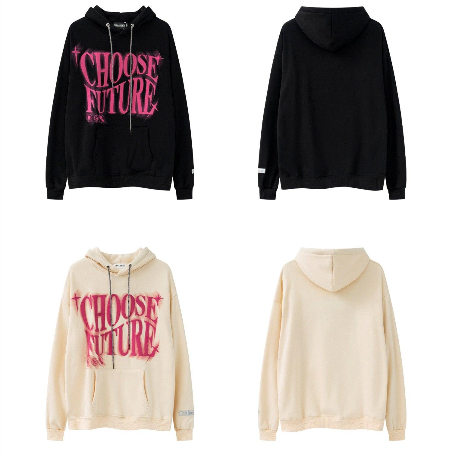 High Street Fashion Brand Foaming Letter Couple Hooded Sweater - Nioor