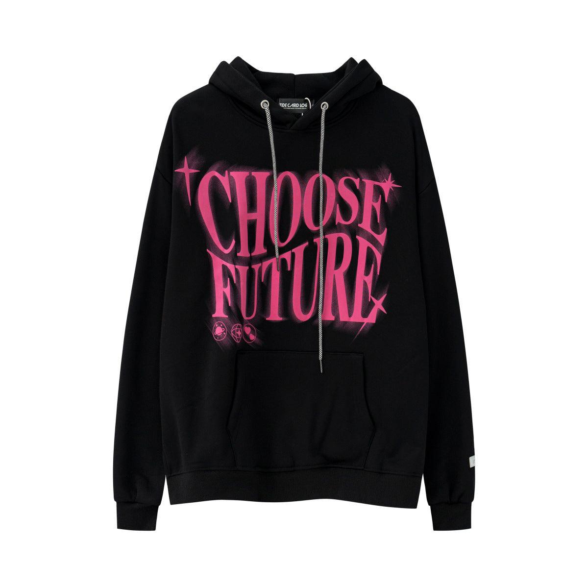 High Street Fashion Brand Foaming Letter Couple Hooded Sweater - Nioor