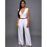 High Waist V-neck Wide-leg Pants Irregular Suit With Belt - Nioor