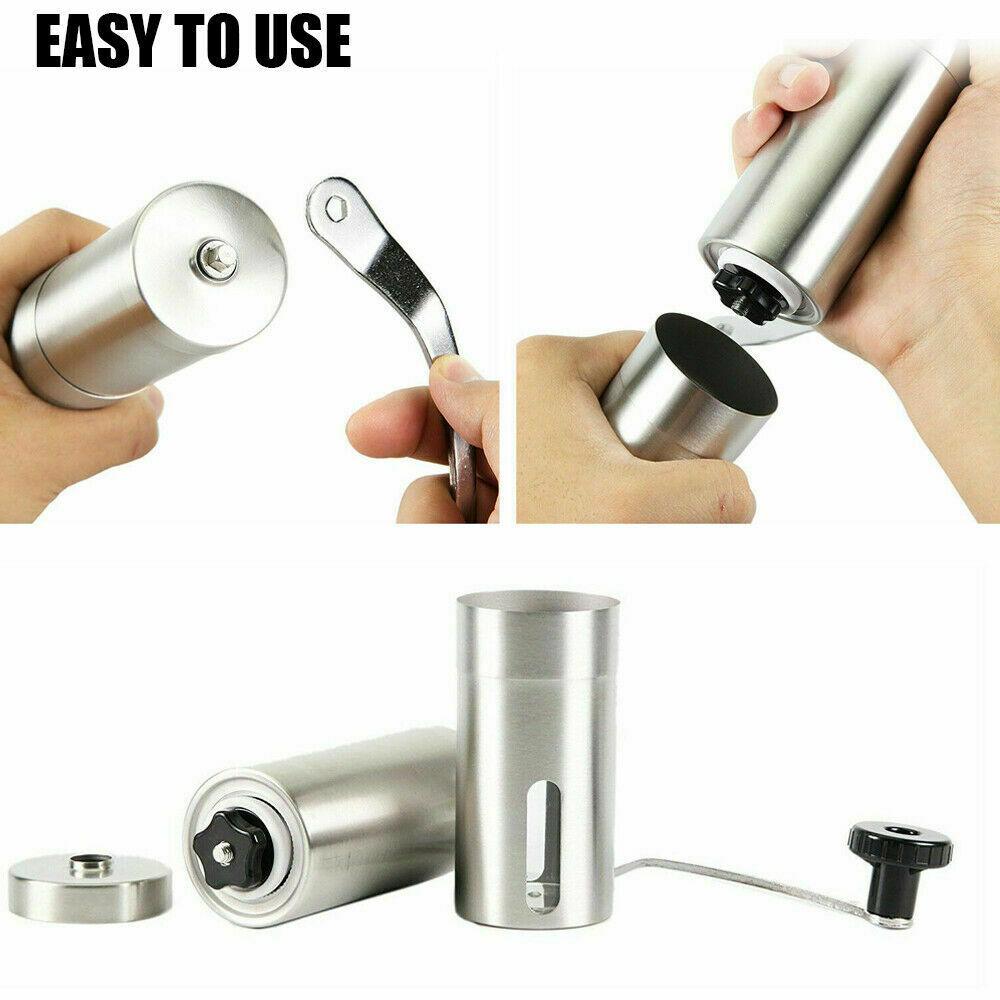 Home Portable Manual Coffee Grinder Stainless Steel with Ceramic Burr Bean Mill - Nioor