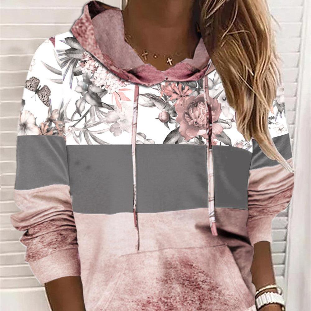 Hooded Printed Hooded Fleece Sweatshirt - Nioor