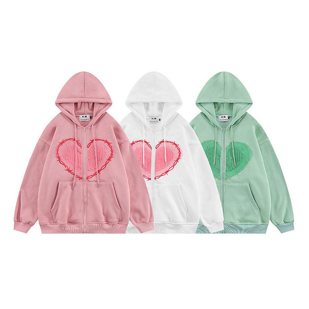 HoodieMens Unisex Heart Foam Print Hoodie - Nioor