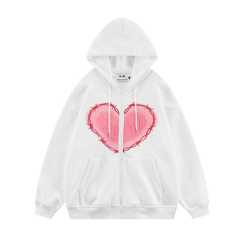 HoodieMens Unisex Heart Foam Print Hoodie - Nioor