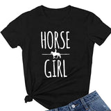 Horse Girl Letter Short Sleeve Women's T-shirt - Nioor