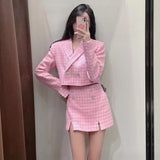 Houndstooth Texture Casual Suit Jacket Textured Culottes Suit For Women - Nioor